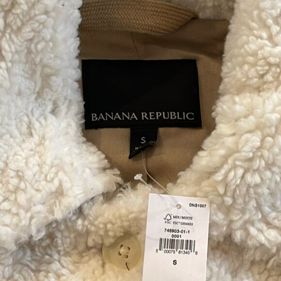 Banana Republic Cropped Sherpa Trucker Jacket Coat - Picture 7 of 12